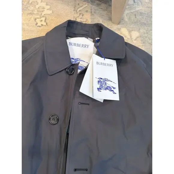 Burberry Men's Black Cotton Trench Coat Sz 46 NWT